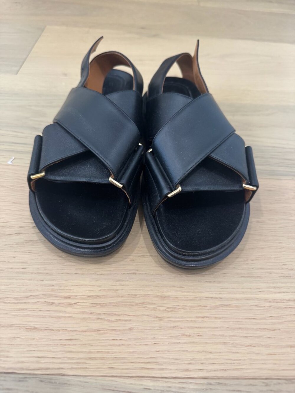 Marni Black Leather Fussbett Sandals - Picture 2 of 3